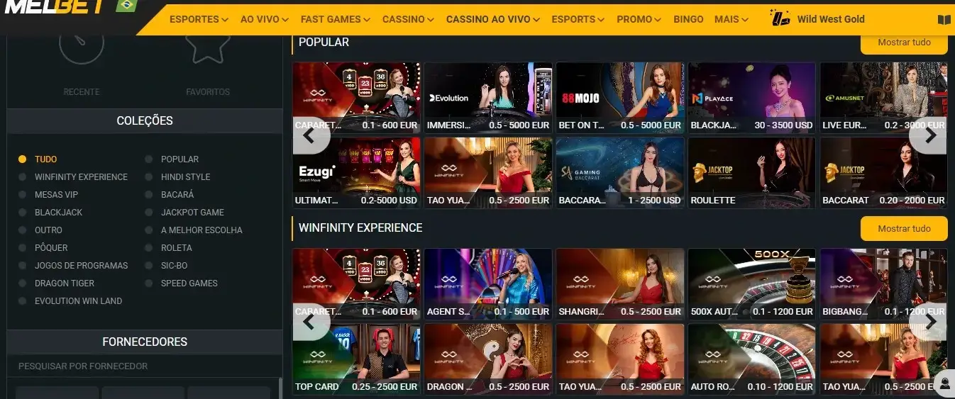 Cassino MelBet ao vivo: transmissão em HD 24/7