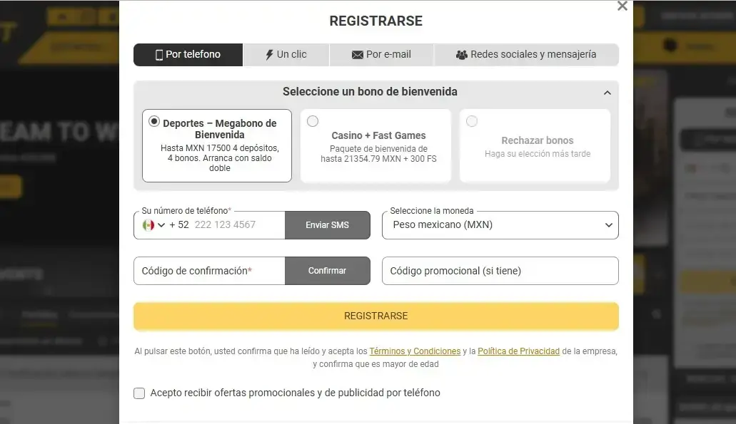 Registro en MelBet
